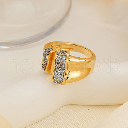 Brass Micro Pave Cubic Zirconia Cuff Open Rings IM2019-4-1