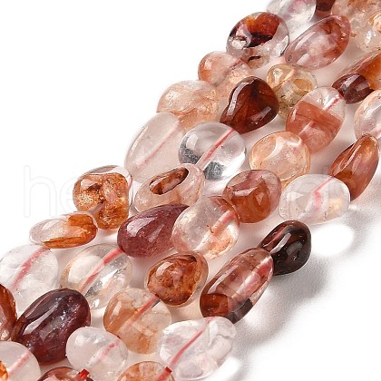 Natural Hematoid Quartz/Ferruginous Quartz Beads Strands G-B047-01A-02-1