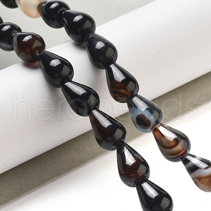 Natural Striped Agate/Banded Agate Dyed Beads Strands G-B106-A16-02-1