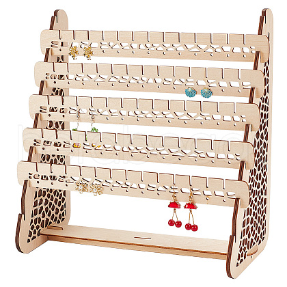 5-Tier Assembled Wood Earring Display Stands EDIS-WH0029-42C-1
