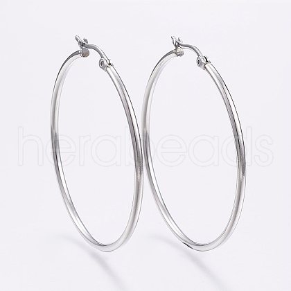 Tarnish Resistant 304 Stainless Steel Big Hoop Earrings X-EJEW-F105-05P-1