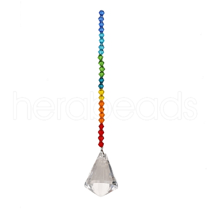Glass & Iron Sun Catcher Pendant HJEW-K047-02P-04-1