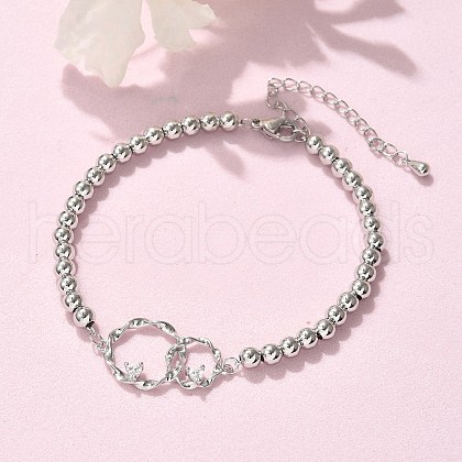 Brass Round Beads Bracelets BJEW-H627-01P-1