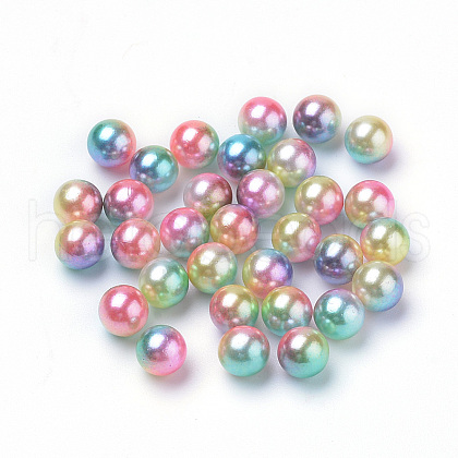 Rainbow Acrylic Imitation Pearl Beads OACR-R065-4mm-07-1