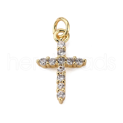 Brass Micro Pave Clear Cubic Zirconia Pendants KK-WH0035-79-1