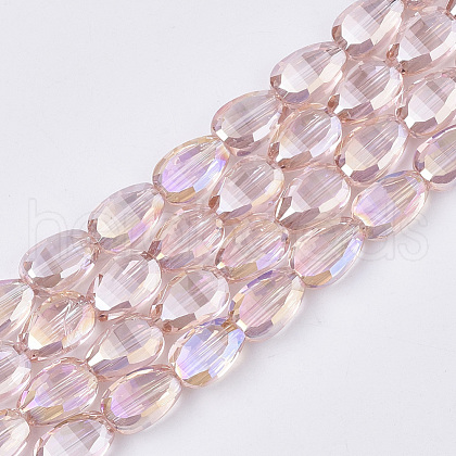 Electroplate Transparent Glass Beads Strands X-EGLA-T020-06B-1