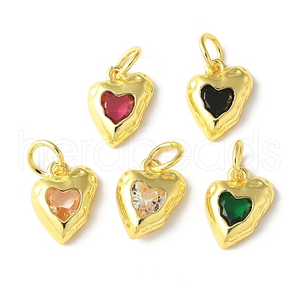 Brass Micro Pave Cubic Zirconia Pendants KK-U067-09G-1