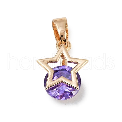 Brass Micro Pave Cubic Zirconia Pendants KK-E795-03KCG-01-1