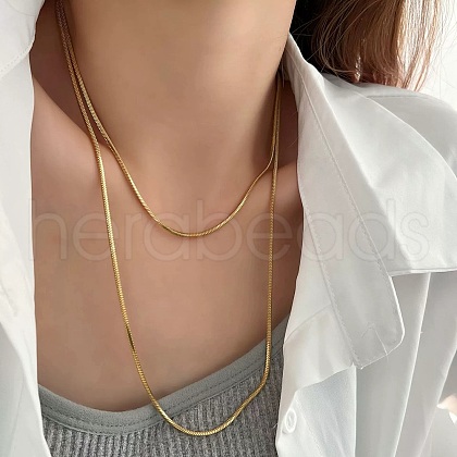 1.6MM 304 Stainless Steel Snake Chain Long Necklaces NJEW-A049-02G-1