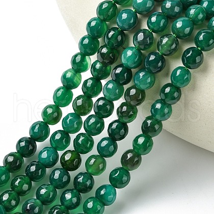 Natural Green Onyx Agate Beads Strands G-G580-8mm-23-1
