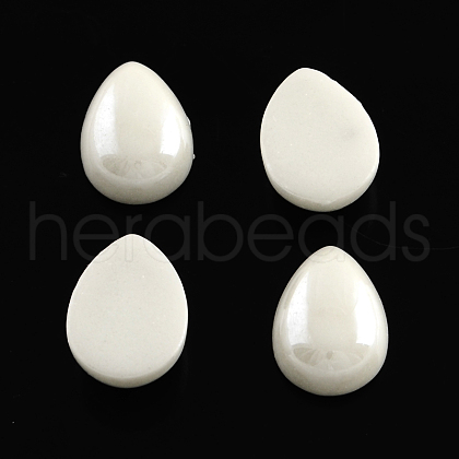 Pearlized Plated Opaque Glass Cabochons PORC-S778-4x7-23-1
