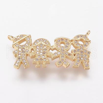 Brass Micro Pave Cubic Zirconia Pendants ZIRC-G104-06G-1