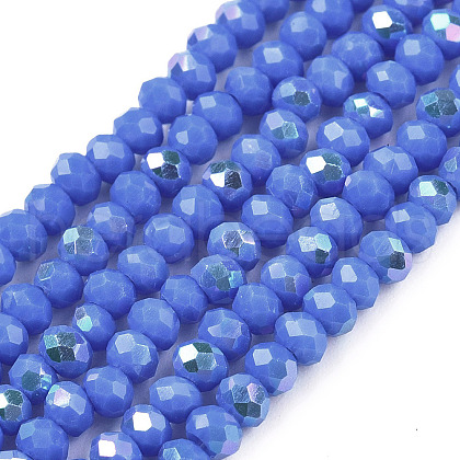 Electroplate Opaque Solid Color Glass Beads Strands EGLA-A044-P2mm-L32-1