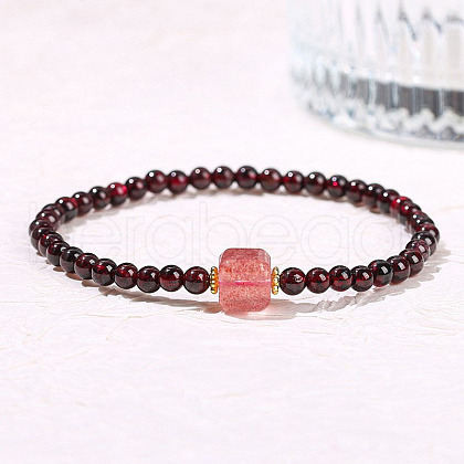 Natural Garnet Round Beads Stretch Bracelets WG583E5-06-1