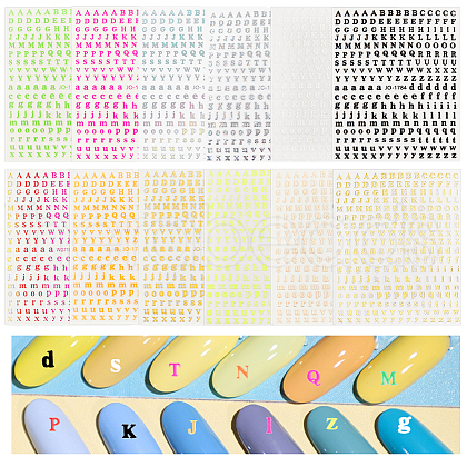 Olycraft 24 Sheets 12 Colors Letter Style Plastic Nail Art Stickers MRMJ-OC0003-21-1