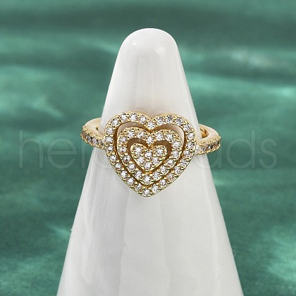 Brass Micro Pave Cubic Zirconia Cuff Rings for Women RJEW-F182-05G-1