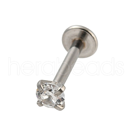 304 Stainless Steel Threaded Flatback Earrings EJEW-NH0001-01B-02-1