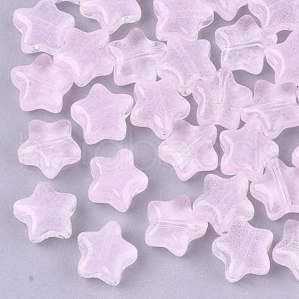 Transparent Spray Painted Glass Beads X-GLAA-N035-01-A02-1