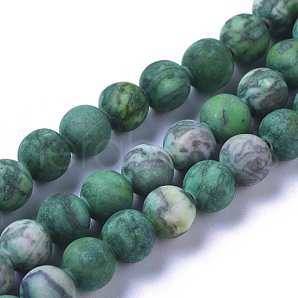 Natural Map Stone Picasso Jasper Beads Strands G-F668-18-6mm-1
