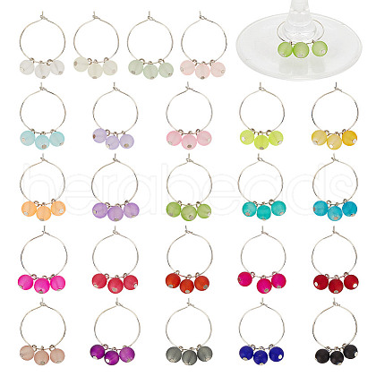 48Pcs 24 Colors Brass Wine Glass Charms AJEW-GO00008-1