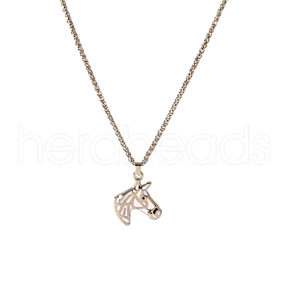 Stainless Steel Enamel Horse Pendant Necklaces PV1429-1-1