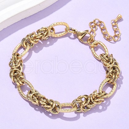 304 Stainless Steel Ovel Link Chain Bracelets for Women BJEW-U038-02G-1