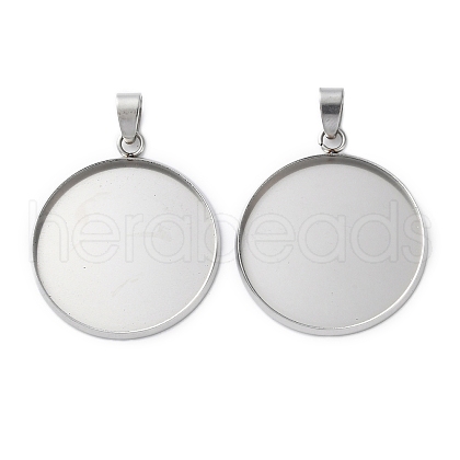 304 Stainless Steel Pendant Cabochon Settings STAS-L282-010P-09-1