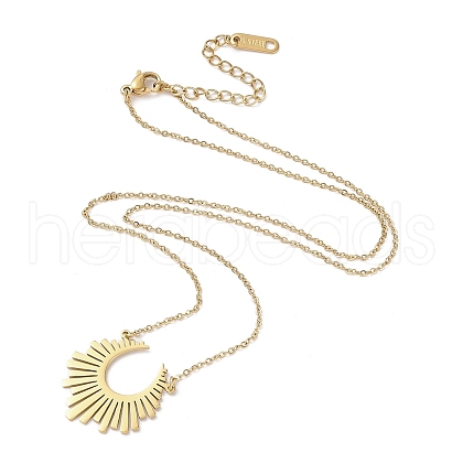 304 Stainless Steel Sun Radiates Pendant Necklace for Women NJEW-Q318-03G-1