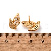 Leaf Brass Micro Pave Clear Cubic Zirconia Stud Earring Findings KK-K382-32G-3