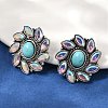 Alloy Synthetic Turquoise Stud Earrings EJEW-U053-02AS-2