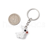 Rabbit Glass Seed Bead with Natural Carnelian Beads and Natural Black Onyx Round Beads Keychains KEYC-MZ00036-3