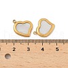 304 Stainless Steel Pave Natural Shell Heart Charms STAS-P394-01G-3