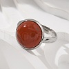 Half Round Natural Red Jasper Finger Rings X-RJEW-M062-01P-19-5