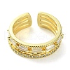 Clear Cubic Zirconia Rectangle Open Cuff Ring RJEW-K243-03G-4