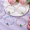 Tulip & Star & Round Two Tone Glass Imitation Jade Beaded Stretch Bracelets BJEW-JB10684-2