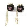 Handmade Flower Polymer Clay Rhinestone Tassel Dangle Beads CLAY-H003-02G-03-1