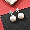 925 Sterling Silver Clear Cubic Zirconia Heart with Round Dangle Stud Earrings EJEW-L300-05P-1