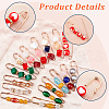  ® 16Pcs 16 Style Resin Imitation Gemstone & Crystal Rhinestone Beaded Safety Pin Brooches JEWB-PH0001-27-4