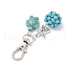 Turtle & Round Synthetic Turquoise Pendant Decorations HJEW-JM03277-01-4