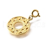 Flat Round with Flower 304 Stainless Steel Pendant Decorations STAS-H202-38G-2