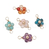 Natural Amazonite & Apatite & Rose Quartz & Amethyst & Red Agate Faceted Round Beaded Flower Connector Charms PALLOY-JF03605-01-1