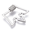 Brass Micro Pave Clear Cubic Zirconia Screw Carabiner Lock Charms ZIRC-T013-04P-NF-2
