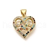 Rack Plating Brass Micro Pave Cubic Zirconia Pendants KK-L226-001G-10-1