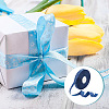 100 Yards Star Print Polyester Grosgrain Ribbon OCOR-WH0088-76-5