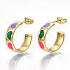 Brass Enamel Stud Earrings X-EJEW-T014-06G-NF-1