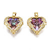 Brass Medium Violet Red Cubic Zirconia Pendants KK-Q769-019-NF-1