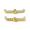 Rack Plating Brass Micro Pave Clear Cubic Zirconia Connector Charms KK-C007-37G-S-2