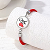 Alloy Glass Flat Round Link Bracelets WG69686-10-1