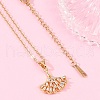 Ginkgo Leaf Brass Micro Pave Cubic Zirconia Pendant Neckalces NJEW-C076-26G-1