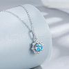 Flower 925 Sterling Silver Pave Cubic Zirconia Pendant Necklaces for Women FS-WG92113-06-1
